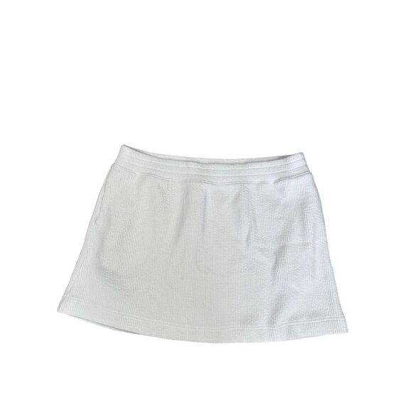 aerie wonder mini skirt white pull on ribbed knit pockets stretch womens size XL - Picture 3 of 10